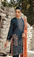 - Embroidered Handmade Shirt - Embroiderd Organza Karandi Dupatta - Dyed Viscose Trouser
