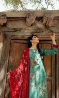 - Embroidered Handmade Shirt - Embroiderd Organza Karandi Dupatta - Dyed Viscose Trouser