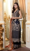 EMBROIDERED CHIFFON FRONT BACK AND SLEEVES AND DUPPATA EMBROIDERED DAMAN PATCHES GRIP TROSER AND ACCESSORIES
