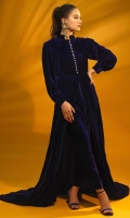 English Blue Color Gown with Velvet Trouser