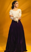 Purple Skirt (with Cancan) and White Hand Weaven Crochet Net Sequins Enhanced Top with Heavily Embellished Sleeves.