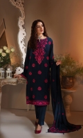 Embroidered front 0.33-Meter Embroidered Left Panel  0.33-Meter Embroidered Right  Panel    0.33-Meter Embroidered Sleeves   0.66Meter Embroidered Sleeves  Border 0.8 Meter Embroidered Front+Back Daman Border 1.68Meter Dyed Trouser  2.5Meter Embroidered Dupatta 2.31Meter Embroidered Dupatta  Motif  04-Pcs Dyed Back 01-Meter