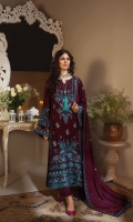 Embroidered front 0.66-Meter Embroidered Back + Sleeve  02 meter                              Embroidered Sleeve Motif  02-Motif Embroidered  Sleeves +Dupatta Patti  03  meter                        Embroidered Daman Border  0.8 Meter          Embroidered F+B Daman Border 1.68 Meter Dyed Trouser 2.5 meter                                       Embroidered Dupatta 2.31-Meter