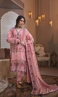 Embroidered front   0.66Meter Embroidered Sleeves Border 0.8 Meter Embroidered Daman Border 0.8 Meter Embroidered Back +Sleeves 02-Meter Embroidered Dupatta 2.31-Meter Embroidered Dupatta  Border   2-Meter Dyed Trouser 2.5Meter