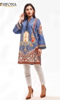 Digital printed lawn stitched shirt embellished with Pearls & Laces.