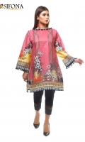 Digital printed lawn stitched shirt embellished with Lace & Pearls.