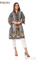 Digital printed lawn stitched shirt embellished with Lace & Pearls.