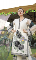 Embroidered Organza Front, Plain Back, Embroidered Sleeves, Dyed Trouser and Organza Printed Dupatta.