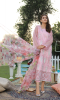 Embroidered Organza Front, Embroidered Back, Embroidered Sleeves, Dyed Trouser and Organza Printed Dupatta