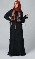 Formal Crepe Stitched Abaya Ornate Black