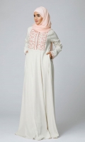 Formal Polyester Stitched Abaya Peony Cream