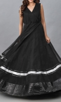 Black Organza Evening Gown Pleated Bodice with Leather Borders and Detailing Straight Silk Skirt and a Belt