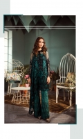 Shirt Fabric: Net *Front Embroidered Neckline - One Piece *Embroidered Front - 1.25 Meters *Embroidered Back - 1.25 Meters *Embroidered Border - 1.8288 Meters *Embroidered Sleeves - 0.65 Meters *Cotton Silk Dyed Slip - 0.9 Meters *Embroidered Silk Dyed Trousers - 2.50 Meters *Heat Set Dupatta - 2.50 Meters