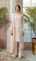 BLUSH PINK EMBROIDERED AND HAND EMBELLISHED NET SHIRT WITH SYMMETRIC FLORAL PATTERNS RAW SILK SLIP PRINTED DUPATTA WITH CHATTA PATTI CRISS CROSS DETAILS AND EMBROIDERED BORDER PRINTED RAW SILK BOOT STRAIGHT PANTS