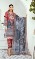Digital Printed Embroidered Swiss Lawn Shirt Chiffon Dupata Embroidered Boring Trouser