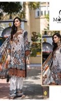 DIGITAL PRINTED SHIRT ORGANZA EMBROIDERED NECKLINE ORGANZA EMBROIDERED FRONT BORDER ORGANZA EMBROIDERED SLEEVES BORDER DIGITAL PRINTED SILK DUPATTA DIGITAL PRINTED TROUSER