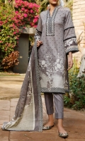 3.0 Meter Printed Lawn Shirt. 2.5 Meter Printed Lawn Dupatta. 2.5 Meter Dyed Trouser.