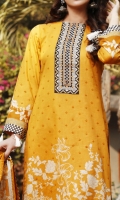 3.0 Meter Printed Lawn Shirt. 2.5 Meter Printed Lawn Dupatta. 2.5 Meter Dyed Trouser.