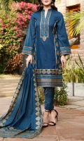 3.0 Meter Printed Lawn Shirt. 2.5 Meter Printed Lawn Dupatta. 2.5 Meter Dyed Trouser.