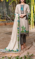 3.0 Meter Printed Lawn Shirt. 2.5 Meter Printed Lawn Dupatta. 2.5 Meter Dyed Trouser.