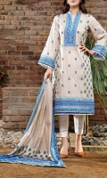 3.0 Meter Printed Lawn Shirt. 2.5 Meter Printed Lawn Dupatta. 2.5 Meter Dyed Trouser.