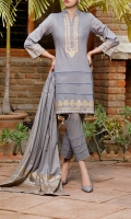 3.0 Meter Printed Lawn Shirt. 2.5 Meter Printed Lawn Dupatta. 2.5 Meter Dyed Trouser.