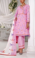 3.0 Meter Printed Wrinkle Free Shirt. 2.25 Meter Printed Wrinkle Free Dupatta. 2.5 Meter Trouser.