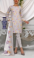 3.0 Meter Printed Wrinkle Free Shirt. 2.25 Meter Printed Wrinkle Free Dupatta. 2.5 Meter Trouser.