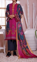 3 Meter Digital Printed Airjet Cambric Shirt. 2.5 Meter Digital Printed Airjet Lawn Dupatta . 2.5 Meter Dyed Trouser.