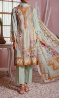 3 Meter Digital Printed Airjet Cambric Shirt. 2.5 Meter Digital Printed Airjet Lawn Dupatta . 2.5 Meter Dyed Trouser.