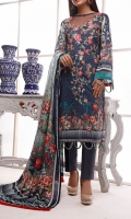 3.0 Meter Digital Printed Lawn Shirt With Neck Embroidered. 2.5 Meter Digital Printed Lawn Dupatta . 2.5 Meter Dyed Trouser.