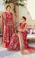 EMBROIDERED NET YOKE FRONT 24 INCHES EMBROIDERED NET YOKE BACK 24 INCHES EMBROIDERED NET FRONT PANEL 60 INCHES EMBROIDERED NET BACK PANEL 60 INCHES SLEEVES 22 INCHES SLEEVES PATCH 36 INCHES EMBROIDERED NET DUPATTA 2.75 YDS EMBROIDERED DUPATTA PATCH 2.5 YDS RAWSILK TROUSER 2.5 YDS