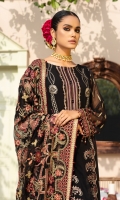EMBROIDERED CRINKLE CHIFFON SHIRT 30 INCHES EMBROIDERED CRINKLE CHIFFON BACK 30 INCHES BACK BORDER PATCH 36 INCHES CRINKLE CHIFFON SLEEVES 22 INCHES SLEEVES PATCH 40 INCHES EMBROIDERED CRINKLE CHIFFON DUPATTA 2.75 YDS RAWSILK TROUSER 2.5 YDS