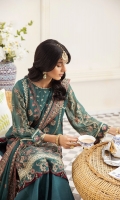 EMBROIDERED CHIFFON CENTER PANEL 12 INCHES EMBROIDERED CHIFFON LEFT PANEL 12 INCHES EMBROIDERED CHIFFON RIGHT PANEL 12 INCHES CHIFFON BACK 36 INCHES EMBROIDERED CHIFFON SLEEVES 22 INCHES EMBROIDERED SLEEVES PATCH EMBROIDERED FRONT AND BACK PATCH EMBROIDERED CHIFFON DUPATTA 2.50 YARDS EMBROIDERED DUPATTA PALU PATCH RAWSILK TROUSER 2.50 YARDS 