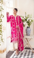 EMBROIDERED CHIFFON FRONT 30 INCHES CHIFFON BACK 30 INCHES EMBROIDERED CHIFFON SLEEVES 22 INCHES EMBROIDERED SLEEVES PATCH EMBROIDERED FRONT AND BACK PATCH EMBROIDERED CHIFFON DUPATTA 2.50 YARDS RAWSILK TROUSER 2.50 YARDS