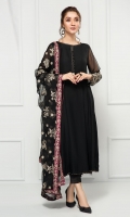 PURE CRINKLE CHIFFON EMBROIDERED GAOWN PURE CRINKLE CHIFFON EMBROIDERED DUPATTA RAW SILK PANTS LINING & ACESSORIES (INCLUDED)