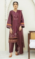 EMBROIDERED LAWN SHIRT        EMBROIDERED SLEEVES PATCH   1 EMBROIDERED BORDER PATCH  1 EMBROIDERED COTTON ORGANZA DUPATTA    CAMBRIC LAWN TROUSER