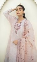 EMBROIDERED LAWN MIRROR WORK SHIRT     EMBROIDERED NECK PATCH       1 EMBROIDERED SLEEVES PATCH   1 EMBROIDERED BORDER PATCH  1 EMBROIDERED JACQUARD ORGANZA DUPATTA            EMBROIDERED DUPATTA PATCH 4 CAMBRIC LAWN TROUSER