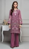 This 2 PC Khadi net embroidered shirt, features mid tones along with Raw silk trousers & accessories.