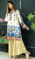 Silk Kurta with Box Cuts Sleeves Embellished with Fabric Tussels and Pearls Neck Slit Open with Flower Gold Buttons