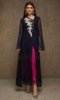 Capturing the essence of an ethereal garden, this dress exemplifies traditional artistry technique and contemporary design sensibilities. Beautified with floral thread embroidery this dress is coordinated with straight silk pants.