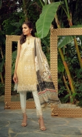 Embroidered Swiss Voile Center Panel 0.25m Embroidered Swiss Voile Side Panels 1m Embroidered Swiss Voile Back 1.25m Embroidered Swiss Voile Sleeves 0.75m Cotton Trousers 2.5m Embroidered Cotton Net Dupatta  Embroidered Daman Border  Embroidered Kawia Daman Border  Embroidered Sleeves Border  Embroidered Neck Border   Color blocking spins a fresh new twist to this outfit. Embroidered Swiss Voile Side Panels adds oomph to the ensemble