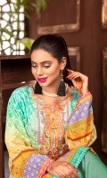 Digital Printed With Embroidered Lawn Front Digital Printed Lawn Back Digital Printed Lawn Sleeves Digital printed Chiffon Dupatta Dyed Cotton Trouser