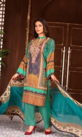 Digital Printed With Embroidered Lawn Front Digital Printed Lawn Back Digital Printed Lawn Sleeves Digital printed Chiffon Dupatta Dyed Cotton Trouser