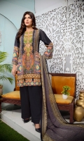 Digital and Embroidered Lawn Front  Digital Printed Lawn Back   Digital Printed Chiffon Dupatta  Dyed Cotton Trouser 