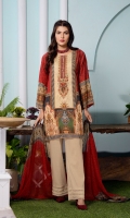 Digital and Embroidered Lawn Front  Digital Printed Lawn Back   Digital Printed Chiffon Dupatta  Dyed Cotton Trouser 