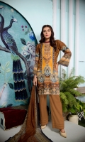 Digital and Embroidered Lawn Front  Digital Printed Lawn Back   Digital Printed Chiffon Dupatta  Dyed Cotton Trouser 