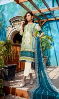 Embroidered Lawn Front Printed Lawn Back Printed Lawn Sleeves Embroidered Chiffon Dupatta Dyed Cotton Trouser