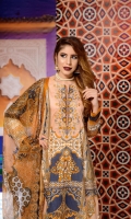 Digital Printed & Embroidered Lawn Front  Digital Printed Lawn Back  Digital Printed Lawn Sleeves  Digital Printed Chiffon Dupatta  Dyed Cotton Trouser