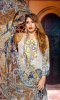 Digital Printed & Embroidered Lawn Front  Digital Printed Lawn Back  Digital Printed Lawn Sleeves  Digital Printed Chiffon Dupatta  Dyed Cotton Trouser